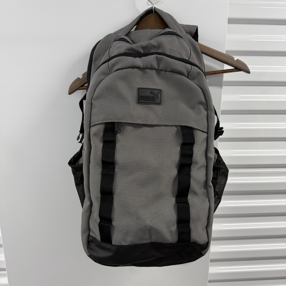 PUMA Backpack Gray Black Utility Laptop School Travel Bag Multiple Pockets
